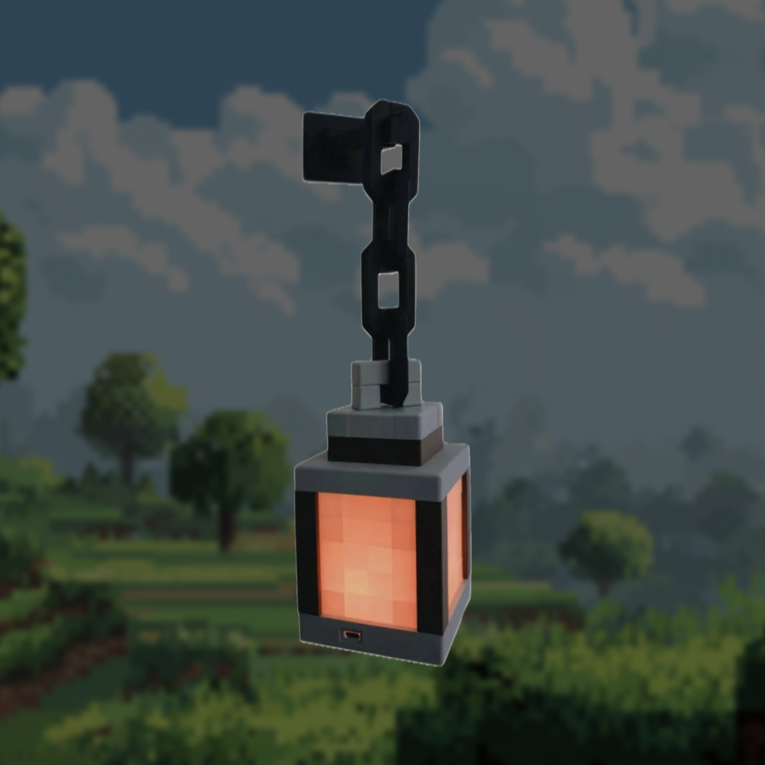Pixelated Lantern Night Light (with hanging rod + chain)