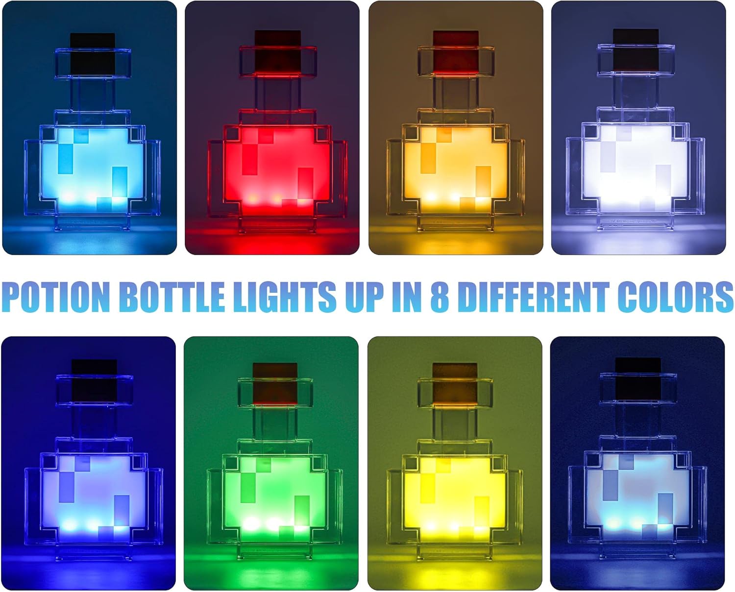 Minecraft Pixel Potion Lamp – Color Changing LED Bottle Light